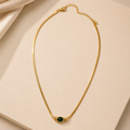Collier pendentif émeraude en acier inoxydable doré